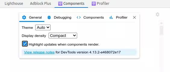 Components tab screenshot